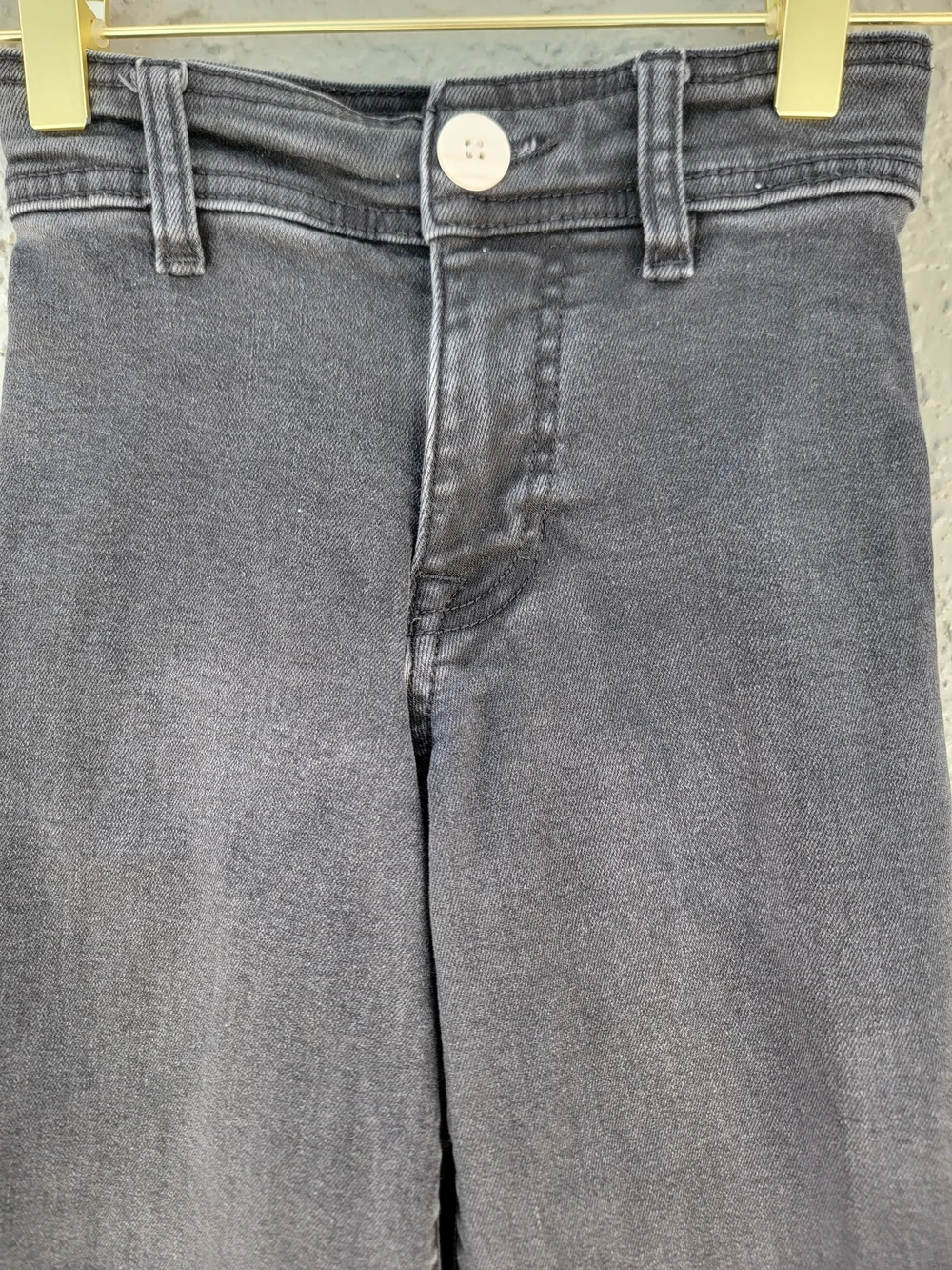 Zara Girls Size 6 Black Wide Leg High Rise Raw Hem Jeans back to school